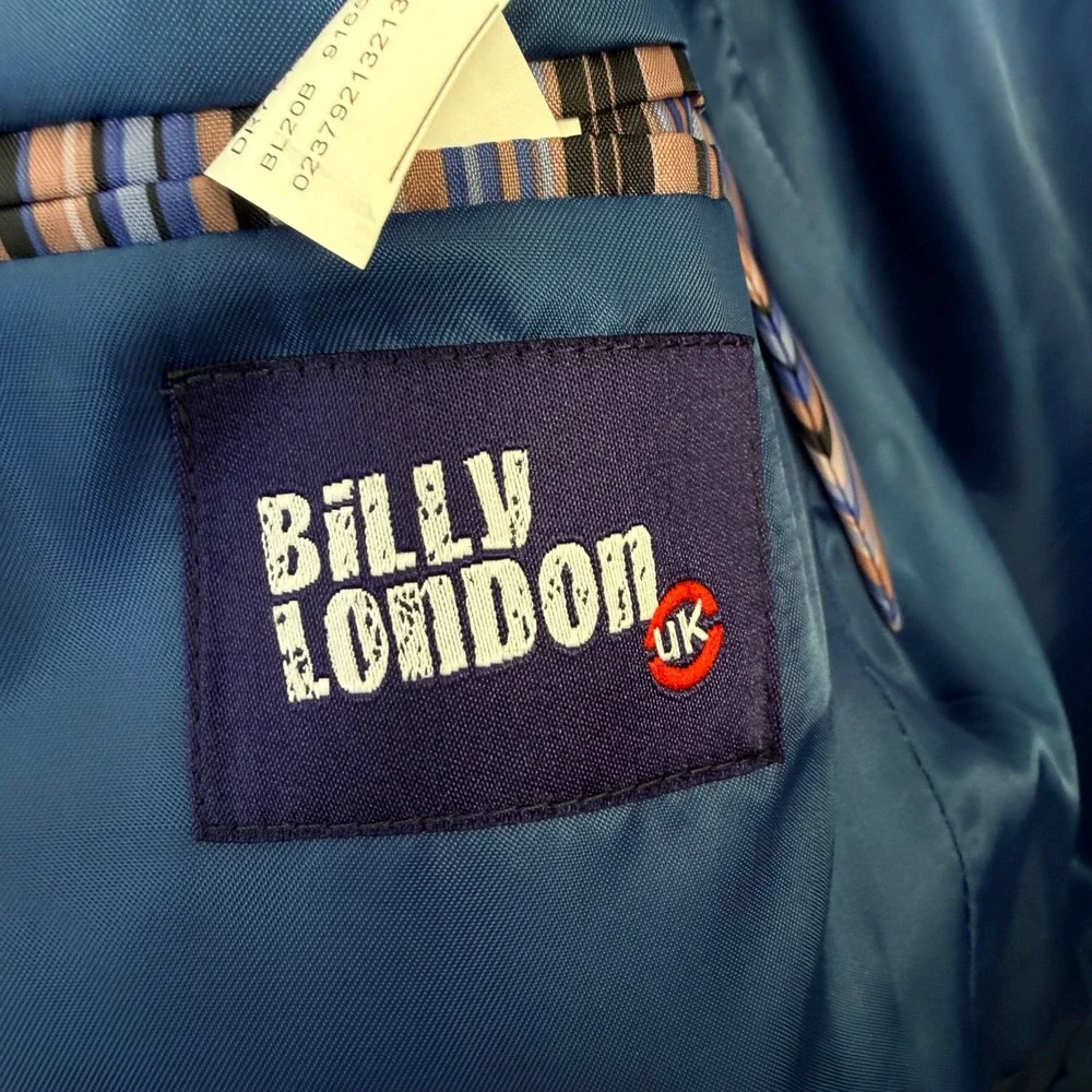 Billy London Black Pinstripe Blazer 40L Blue‎ Lining Tailored Modern Classic